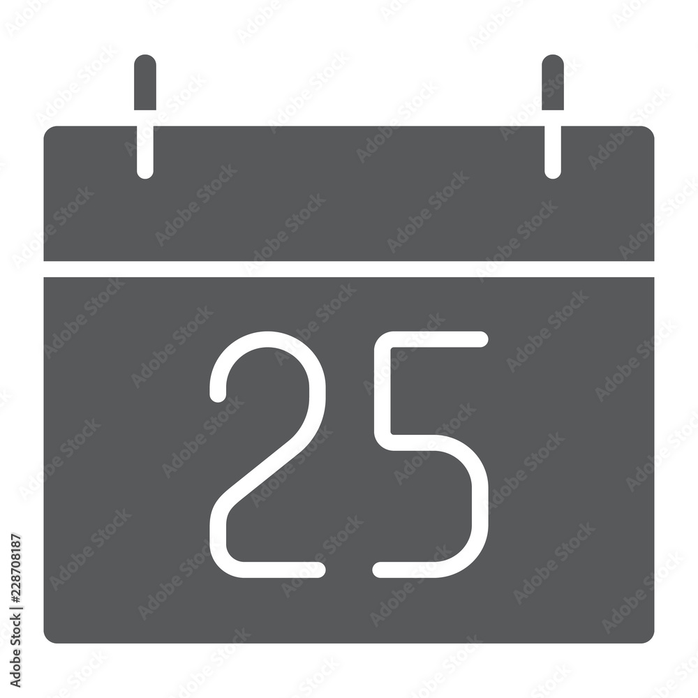 Christmas calendar glyph icon, holiday and month, christmas date sign, vector graphics, a solid pattern on a white background. Christmas calendar glyph icon, holiday and month, christmas date sign, vector graphics, a solid pattern on a white background.