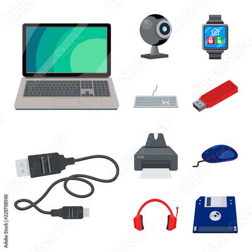 Vector design of laptop and device icon. Set of laptop and server stock symbol for web.