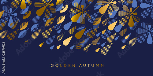 Abstract autumn rain and leaves seamless pattern.