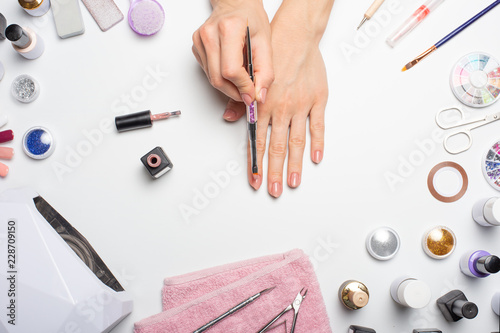 Manicure - Beautiful nails with pink nail polish