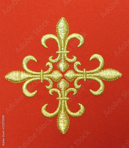 Cross, detail of church vestment made by the Sisters of Charity of Saint Vincent de Paul in Zagreb photo