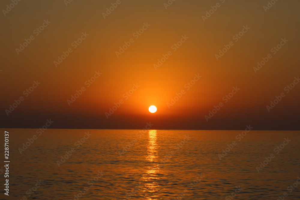 Beautiful sea landscape. Sunrise at the sea