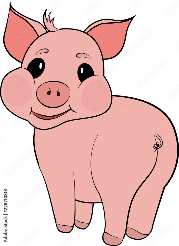 cute pig cartoon isolated on white background
