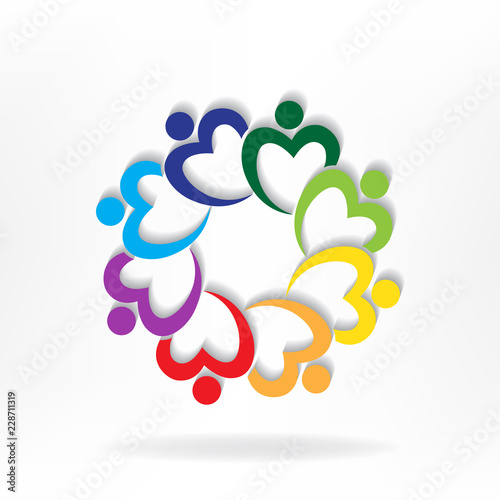 Logo teamwork people charity nonprofit volunteer