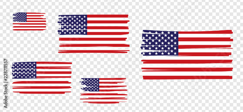 USA Flag with colored hand drawn lines. Vector illustration