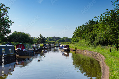 Narrowboats on the Trent and Mersey canal in Cheshire UK
