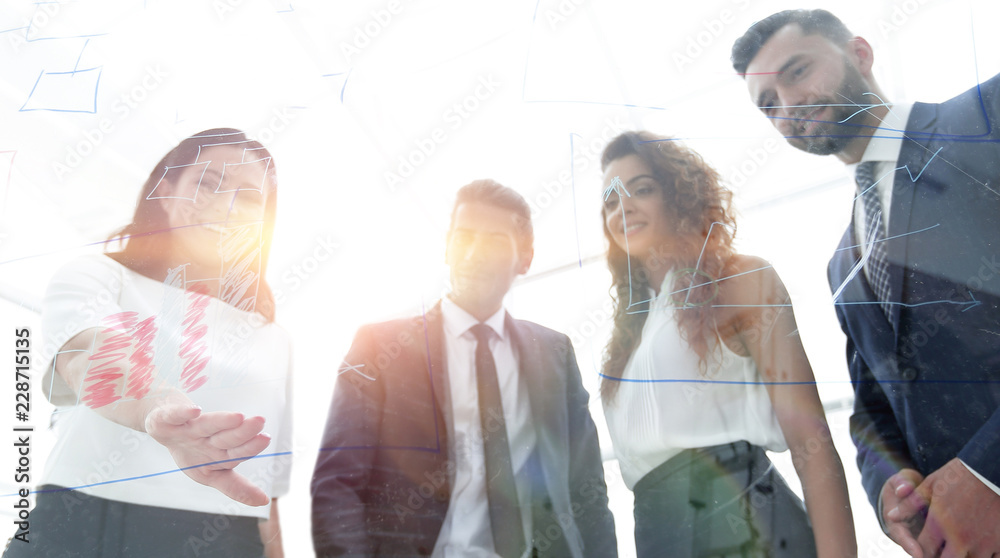 Obraz premium Executive woman talking with her business team