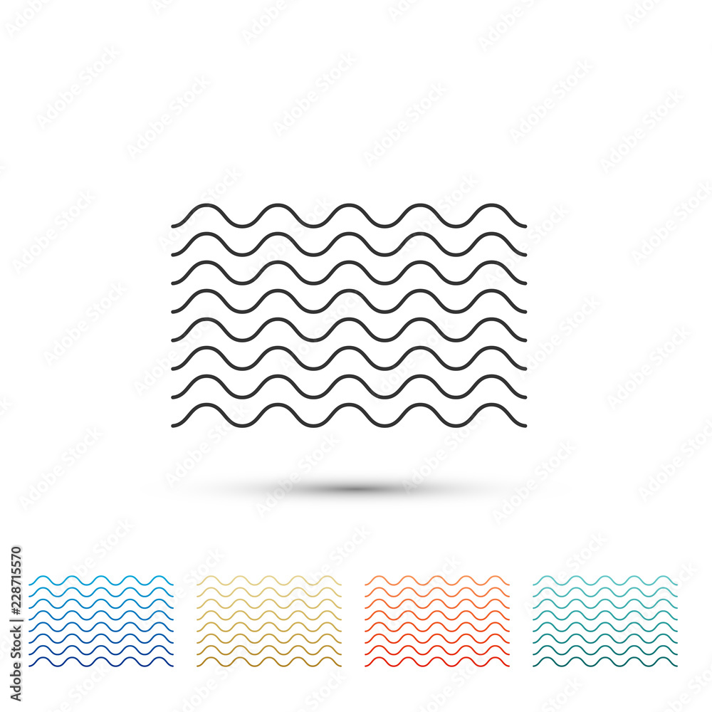 Waves icon isolated on white background. Set elements in colored icons. Flat design. Vector Illustration Waves icon isolated on white background. Set elements in colored icons. Flat design. Vector Illustration