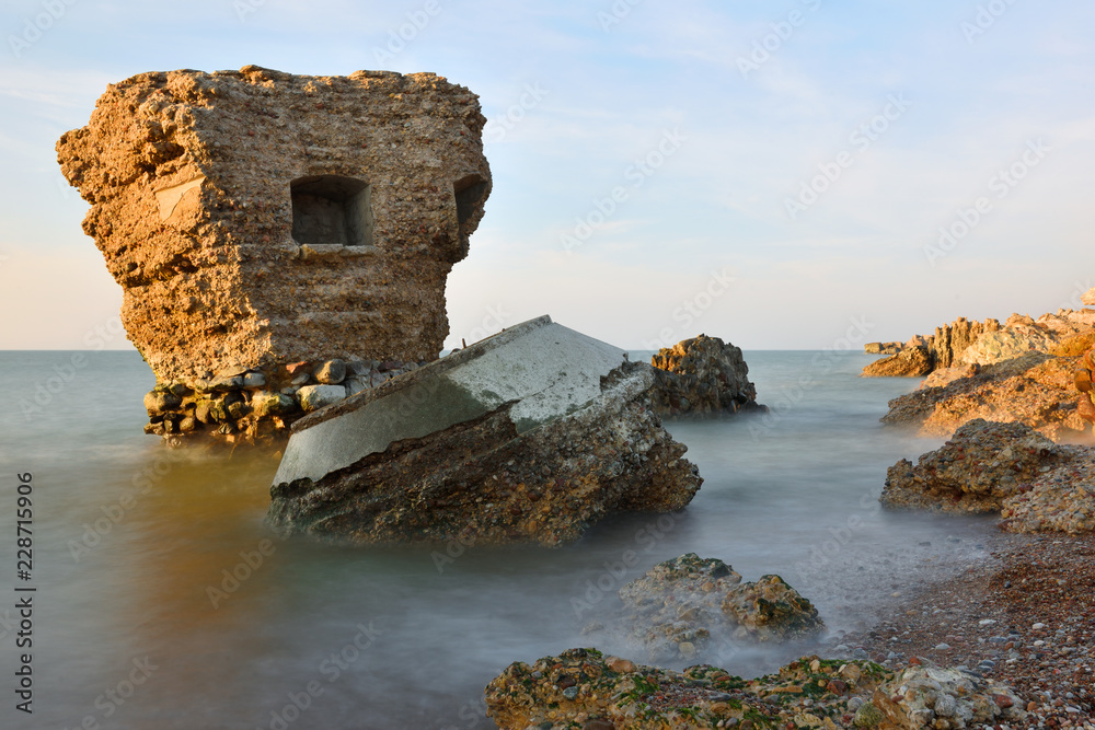 Ruins of bunker on the beach