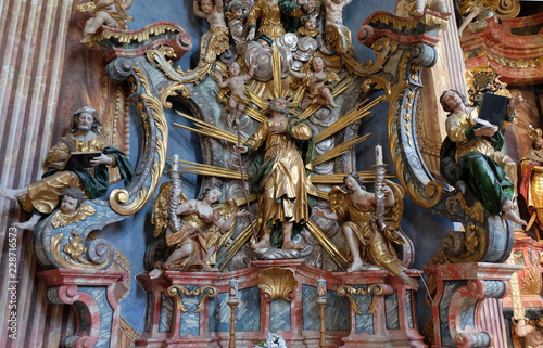 Altar of Saint Joseph in the Baroque Church of Our Lady of the Snow in Belec, Croatia  photo