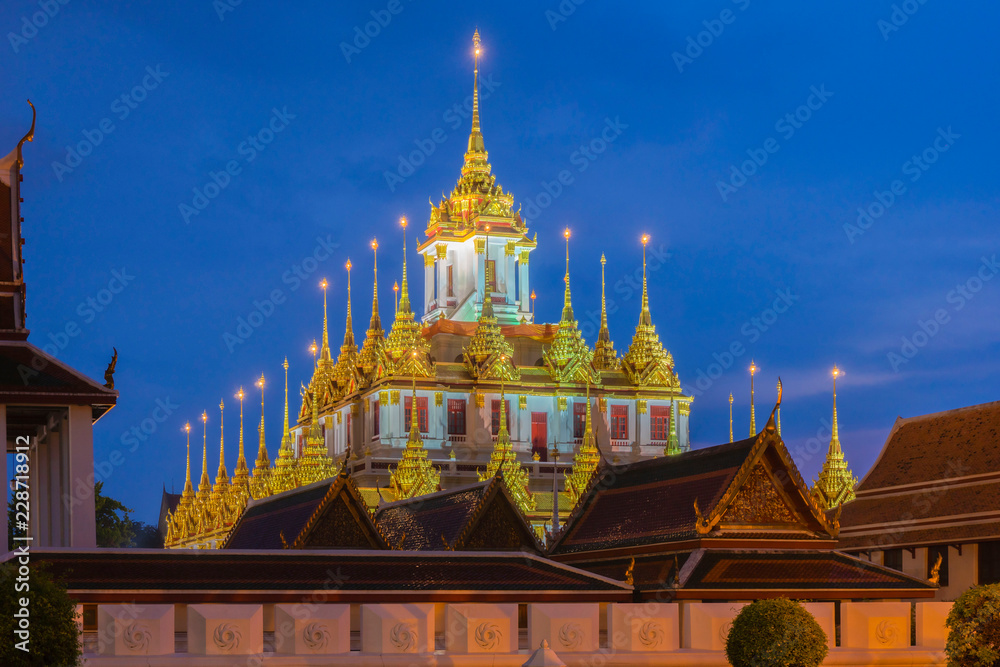 Naklejka premium Wat Ratchanaddaram and Loha Prasat Metal Palace in Bangkok ,Thailand
