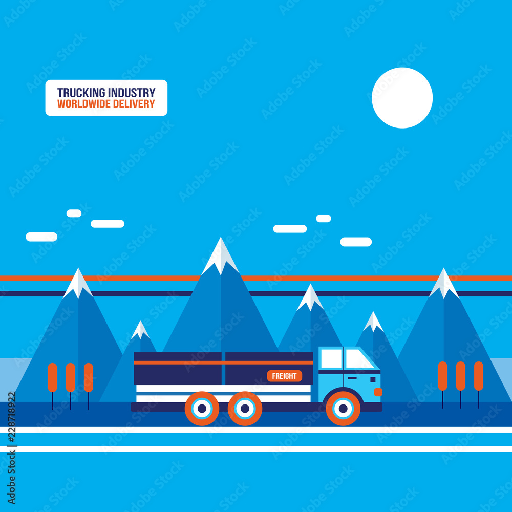 Trucking industry Truck transportation concept Modern flat design Vector illustration Trucking industry Truck transportation concept Modern flat design Vector illustration