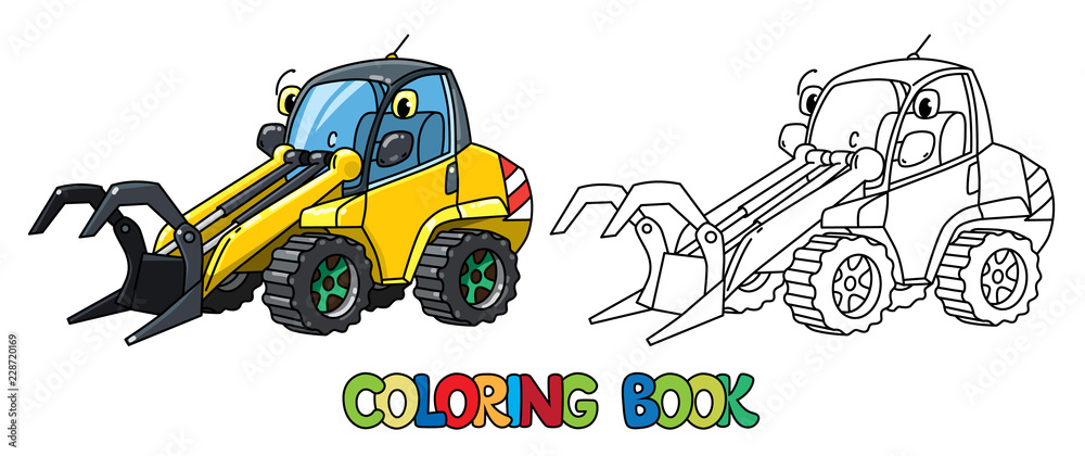 Fototapeta Funny log handler car with eyes coloring book