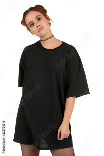 Blank t-shirt mock-up - Cool streetwear fashion girl ready for your design