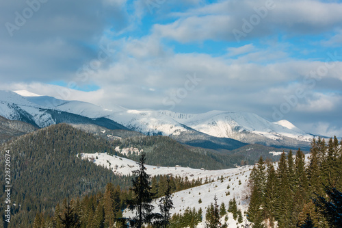 Morning winter mountain ridge