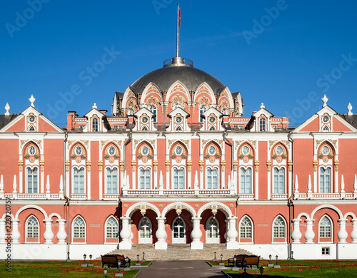 facade of Petrovsky Traveling Palace in Moscow photo