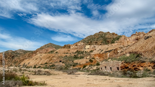 stillgelegte Goldmine, Minas de Abellan, Cabo de Gata, Andalusien, Spanien, Drehort vieler Filme und Western