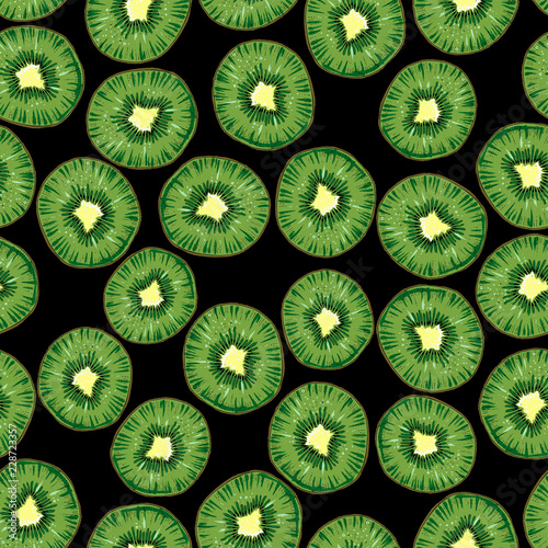 kiwi fruit seamless pattern vector