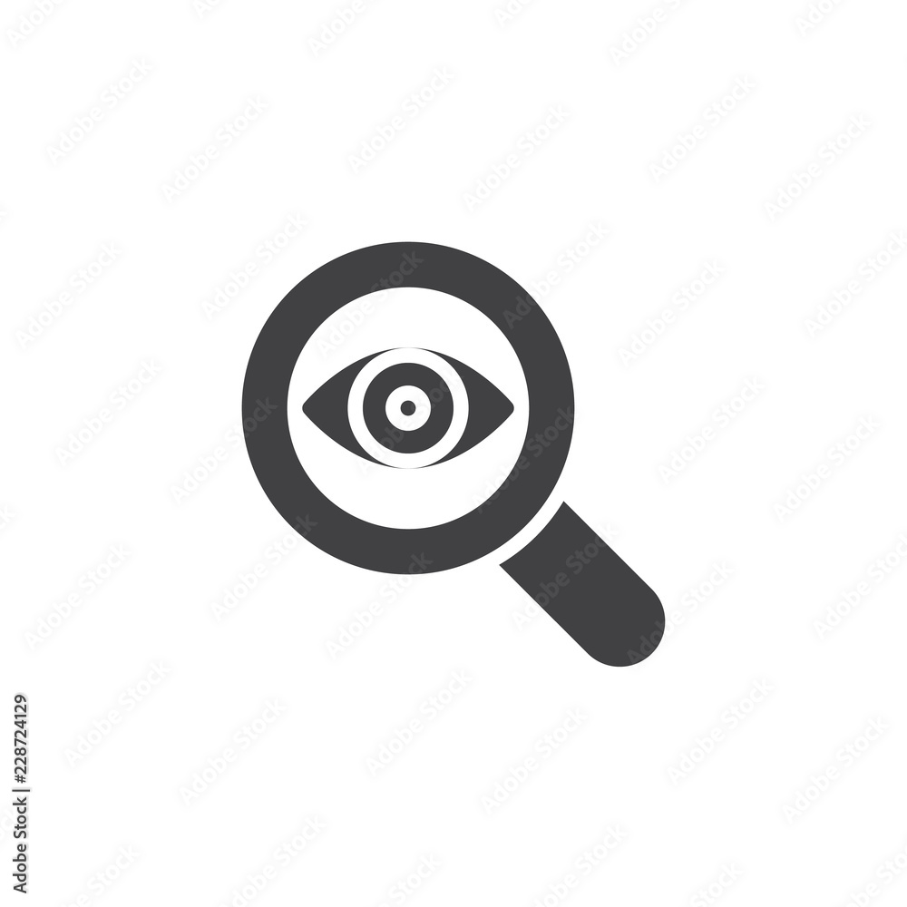 Magnifier with eye vector icon. filled flat sign for mobile concept and web design. Eye test simple solid icon. Symbol, logo illustration. Pixel perfect vector graphics Magnifier with eye vector icon. filled flat sign for mobile concept and web design. Eye test simple solid icon. Symbol, logo illustration. Pixel perfect vector graphics