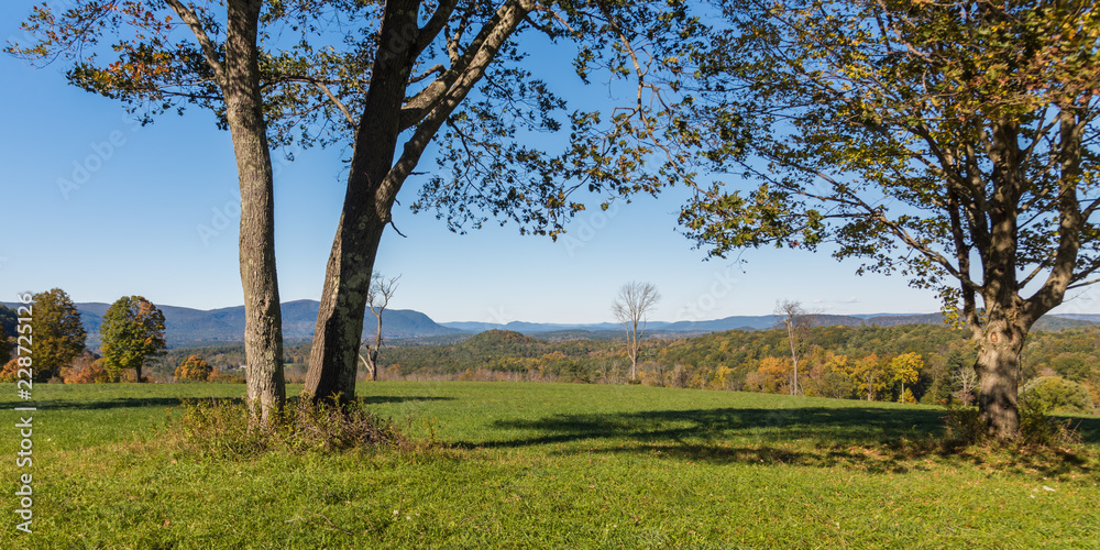 Panoramic view of early fall foliage in New England Panoramic view of early fall foliage in New England