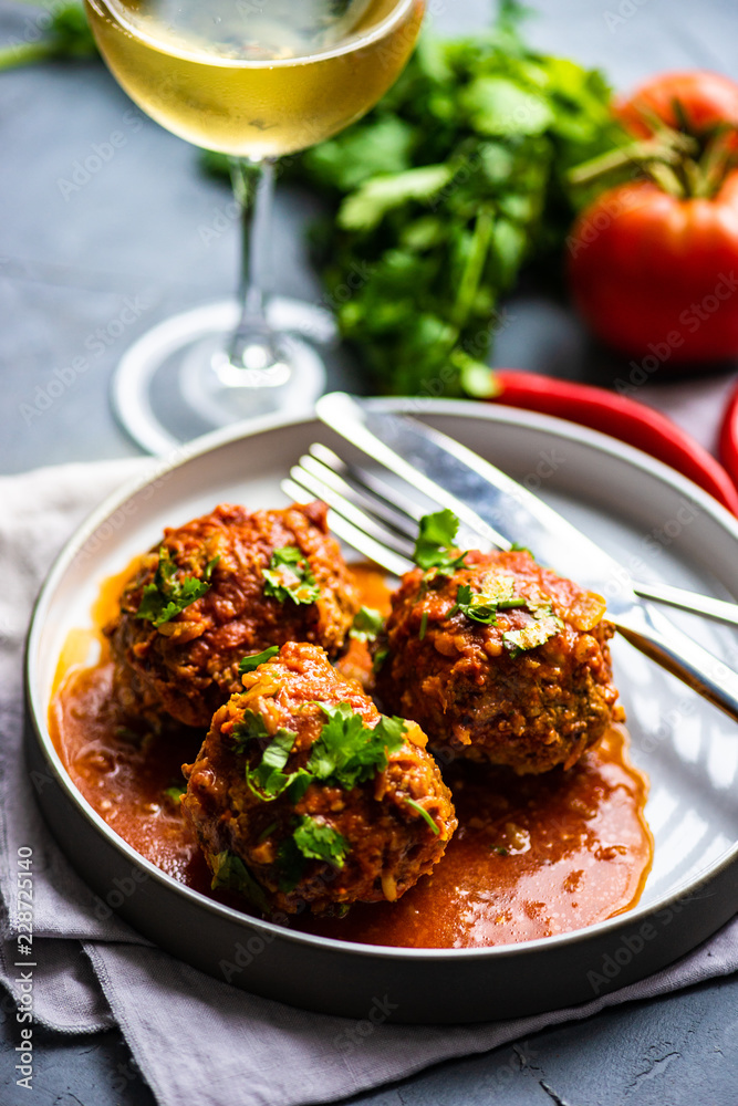 Fototapeta premium Meatballs with tomato sauce