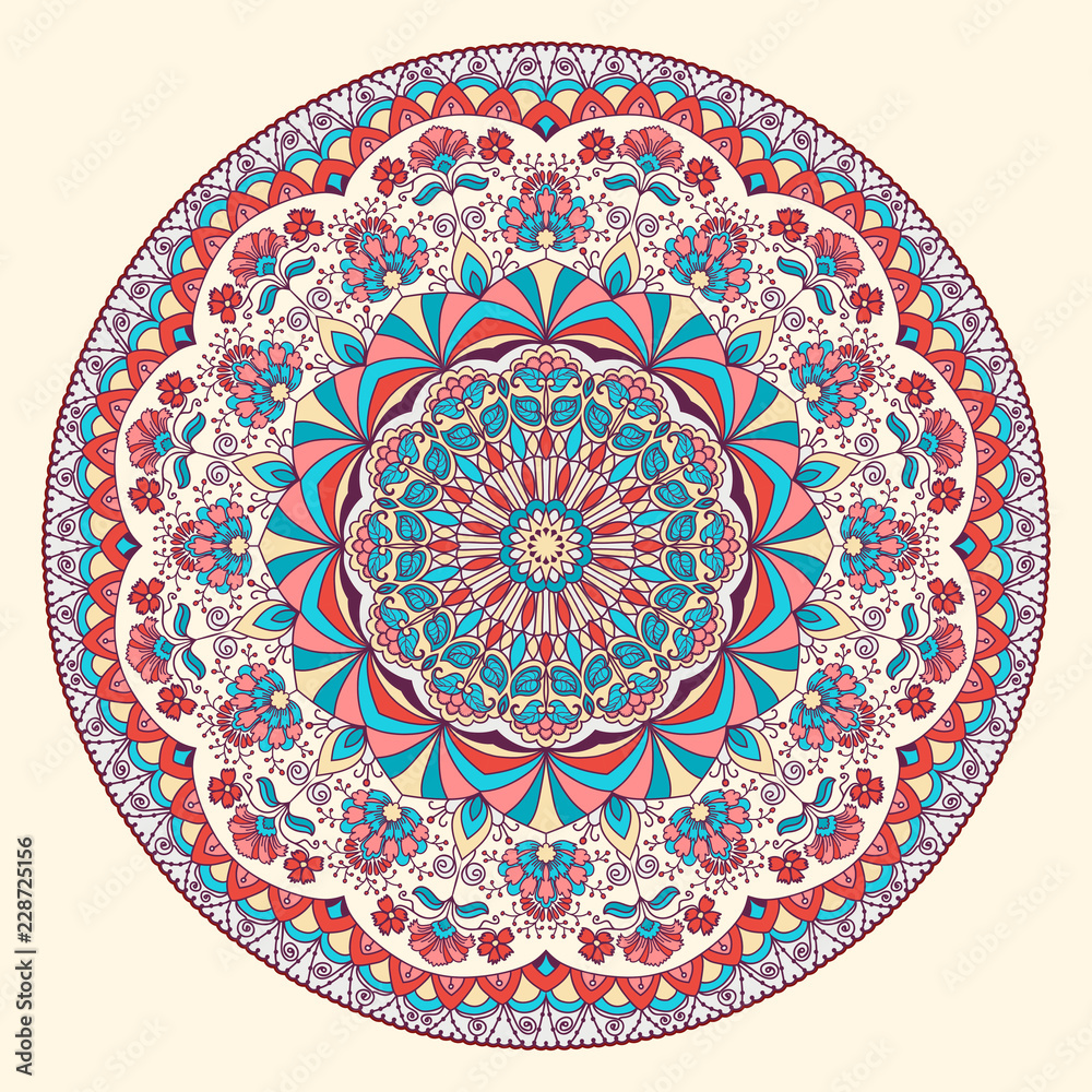 Flower Mandalas. Vintage decorative elements. Oriental pattern illustration. Islam, Arabic, Indian, turkish, pakistan, chinese, ottoman motifs