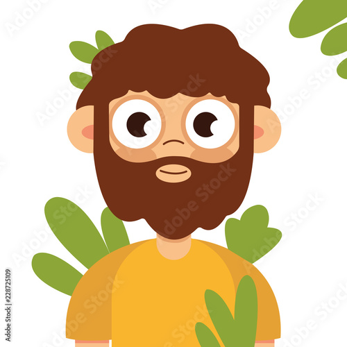 Vector pop art illustration of a brutal bearded man, macho