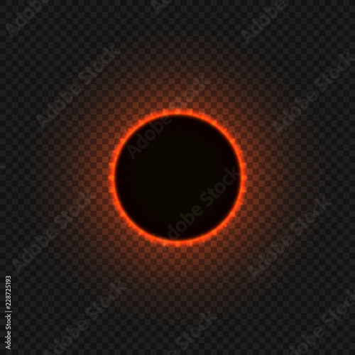 Vector Solar Eclipse, Glowing Illustration on Transparent Background.