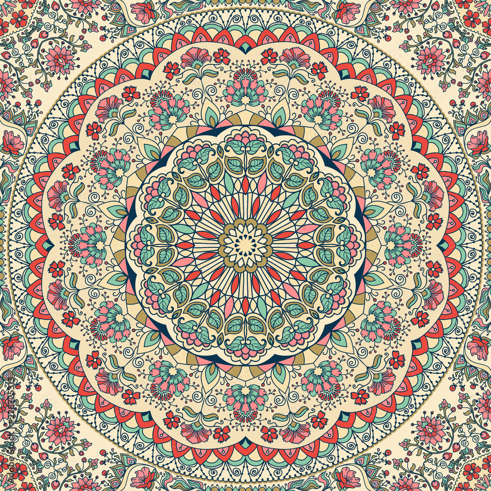Mandala round decorative ornament pattern. Oriental pattern, vector illustration. Islam, Arabic, Indian, moroccan,spain, turkish, pakistan, chinese, mystic, ottoman motifs