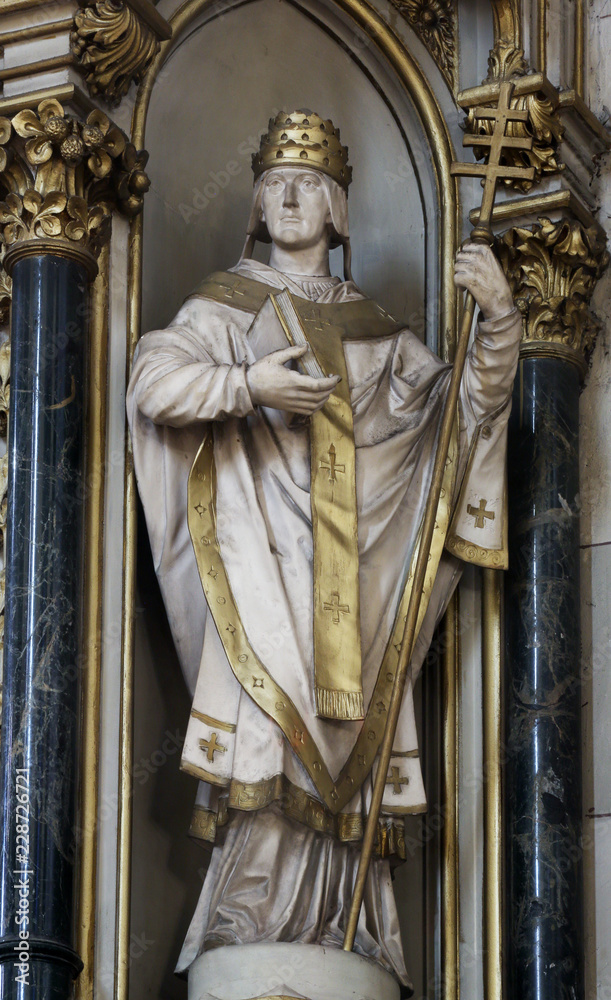 Fototapeta premium Saint Fabian, the statue on the altar of St. Jerome in Zagreb cathedral dedicated to the Assumption of Mary 