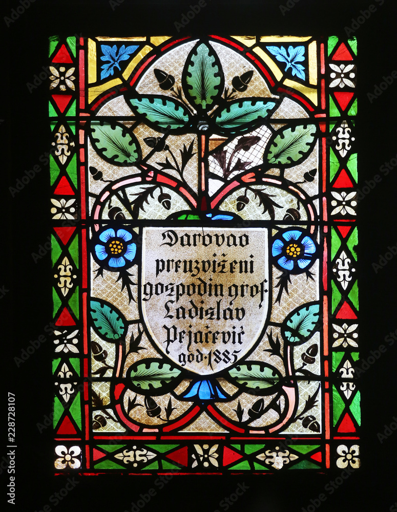 Stained glass in Zagreb cathedral dedicated to the Assumption of Mary 