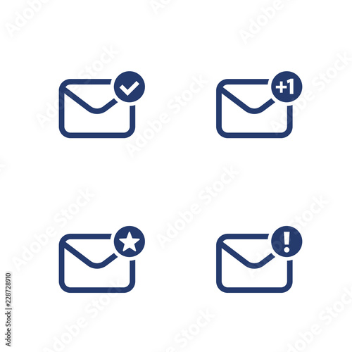 email, inbox, mail vector icons on white