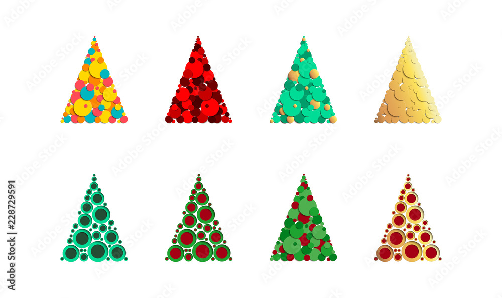Set of abstract christmas trees. Elements for creating a design of cards, greetings with Christmas and New Year. Vector. Set of abstract christmas trees. Elements for creating a design of cards, greetings with Christmas and New Year. Vector.