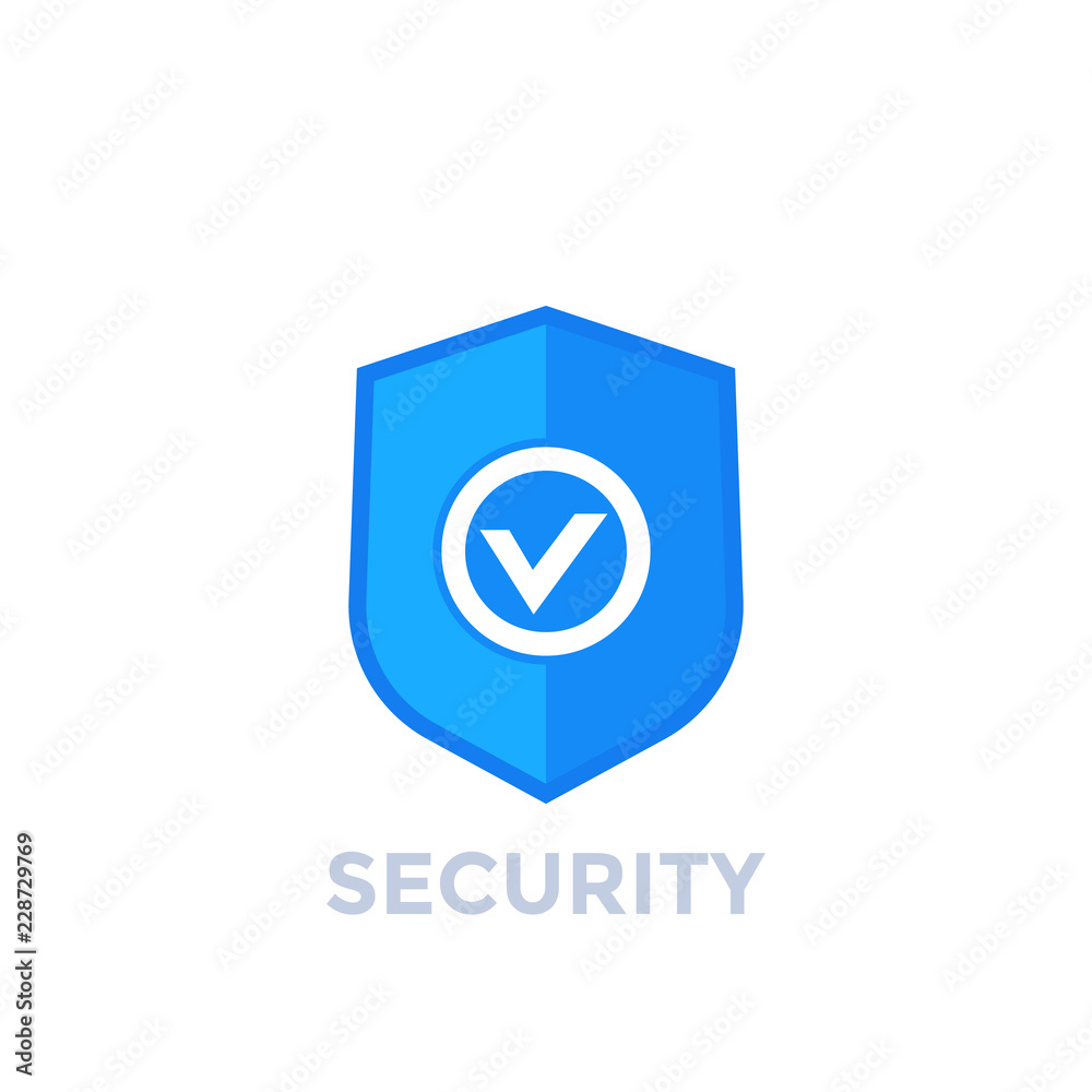Shield with check mark, security concept vector icon Shield with check mark, security concept vector icon