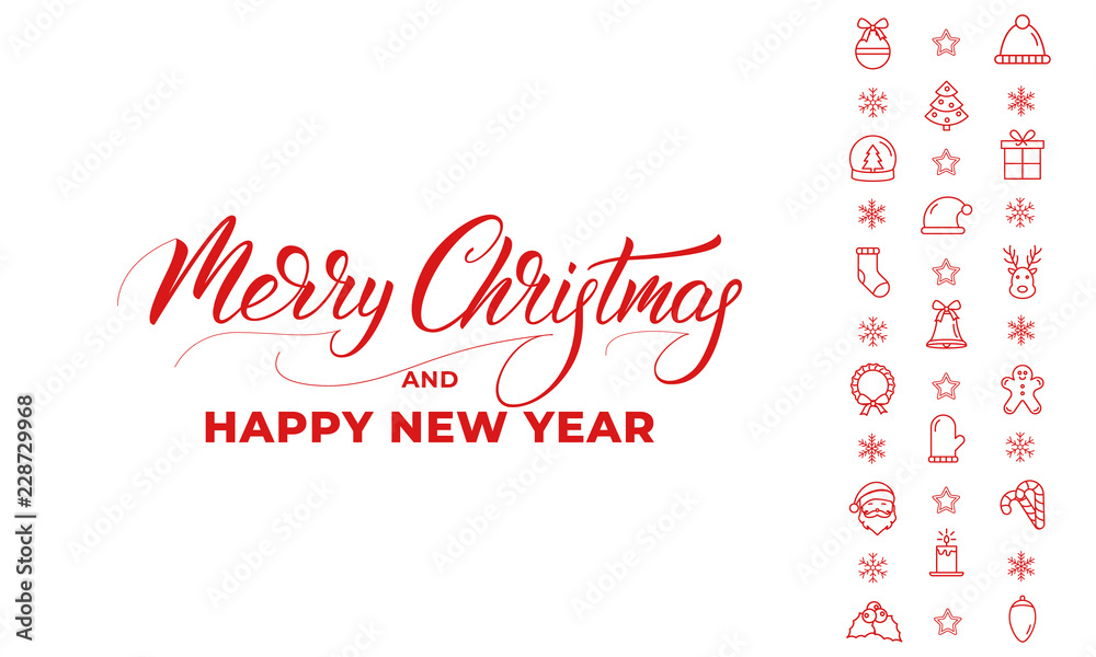 Merry Christmas and Happy New Year. Banner design for Winter season Holidays. Merry Christmas and Happy New Year. Banner design for Winter season Holidays.
