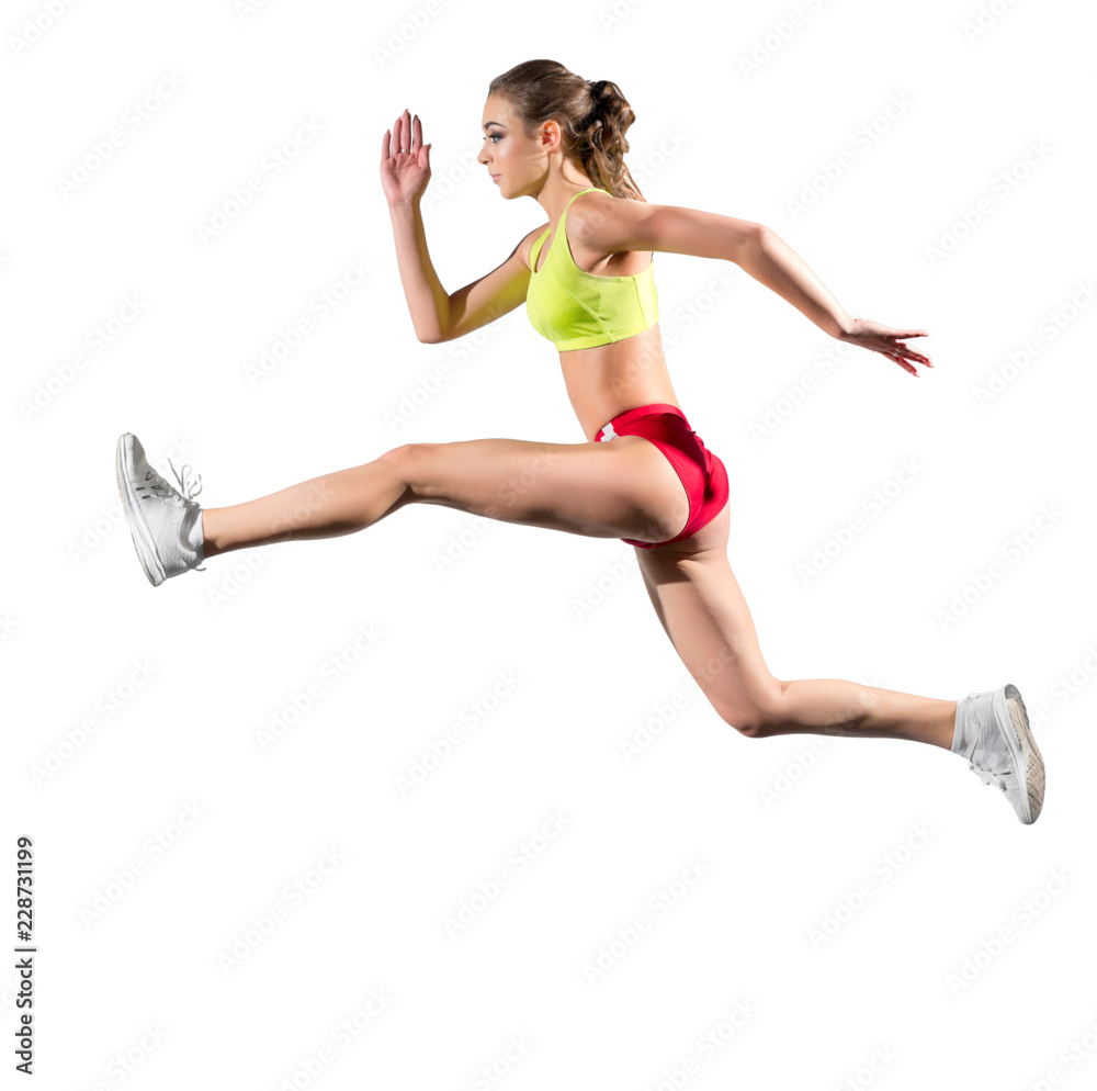 Young girl athlete isolated