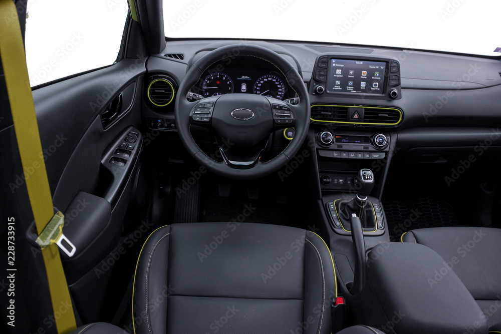 cockpit of a car