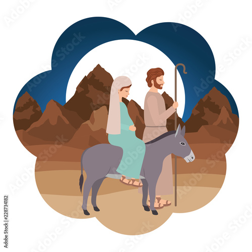 virgin mary in mule and saint joseph