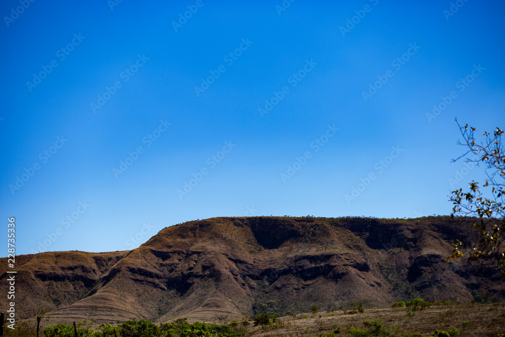 landscape with mountains and blue sky