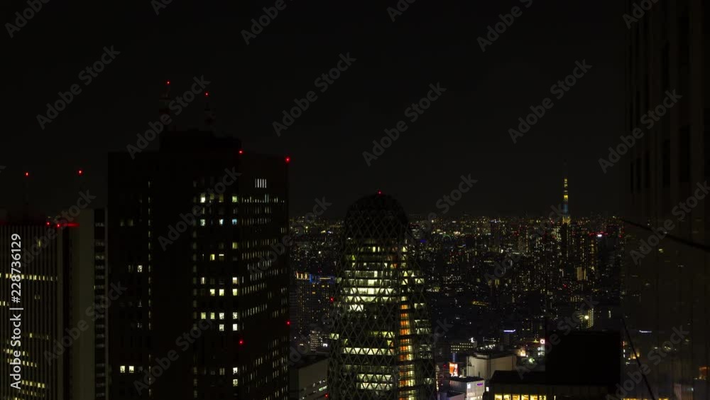 Time Lapse of downtown cityscape at night, Tokyo, Japan Time Lapse of downtown cityscape at night, Tokyo, Japan