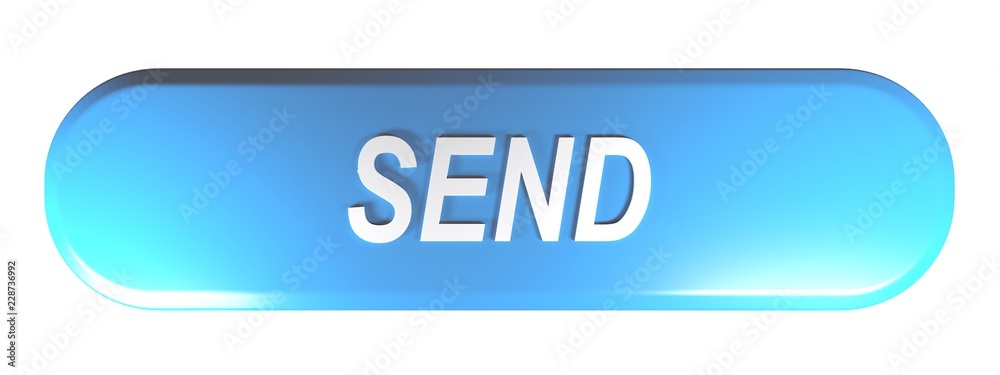 Blue rounded rectangle push button SEND - 3D rendering Blue rounded rectangle push button SEND - 3D rendering