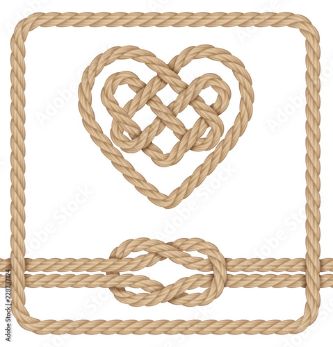 Frame made from rope isolated on white. Vector illustration photo