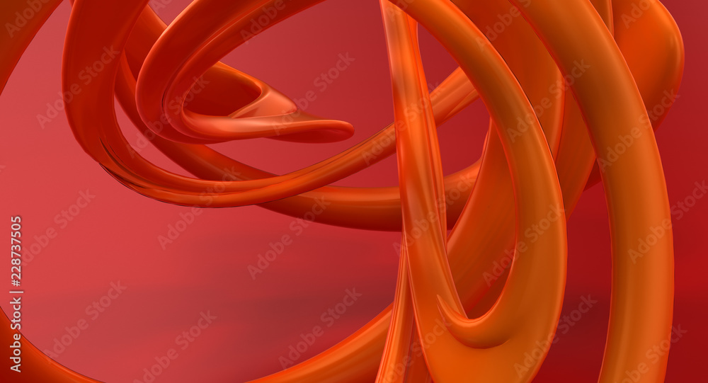 red abstract background with orange figure. 3d illustration