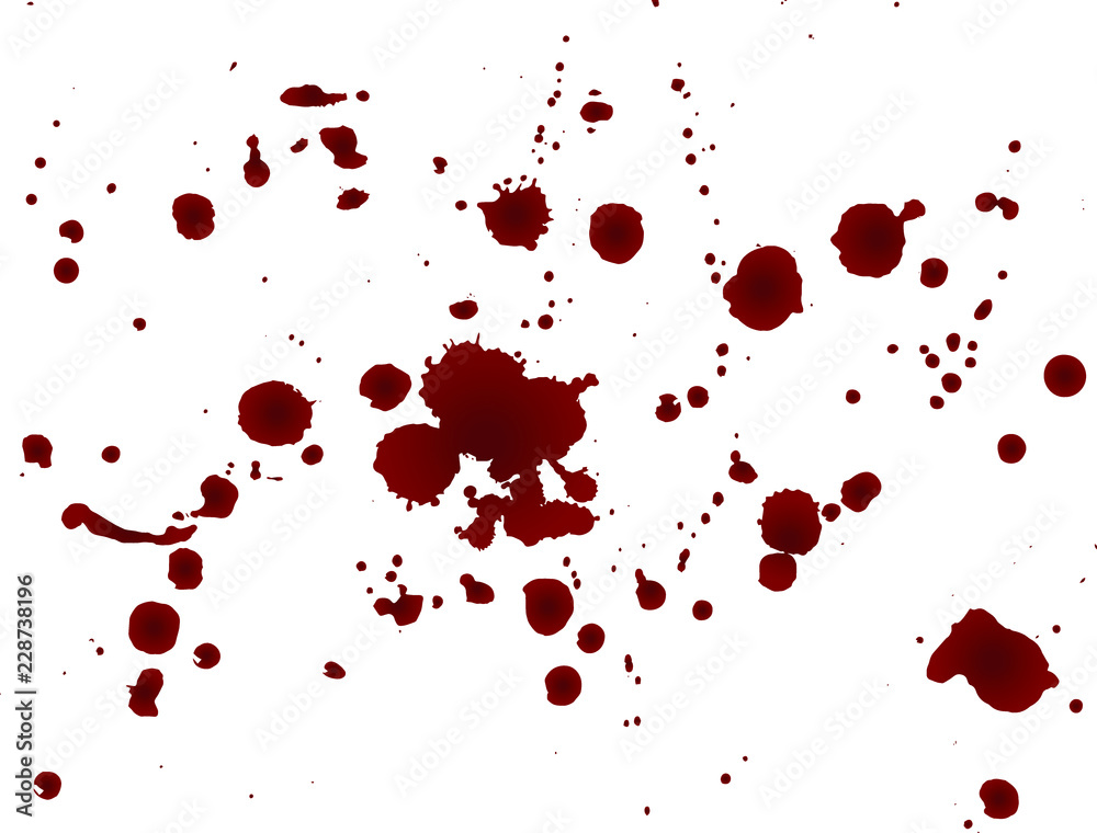 Set of realistic bloody splatters. Drop and blob of blood. Bloodstains. Isolated. Vector illustration. Red puddles Set of realistic bloody splatters. Drop and blob of blood. Bloodstains. Isolated. Vector illustration. Red puddles