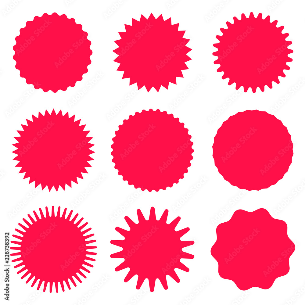Set of vector starburst, sunburst badges. Design elements - best for sale sticker, price tag, quality mark. Flat vector illustration isolated on white background. Set of vector starburst, sunburst badges. Design elements - best for sale sticker, price tag, quality mark. Flat vector illustration isolated on white background.
