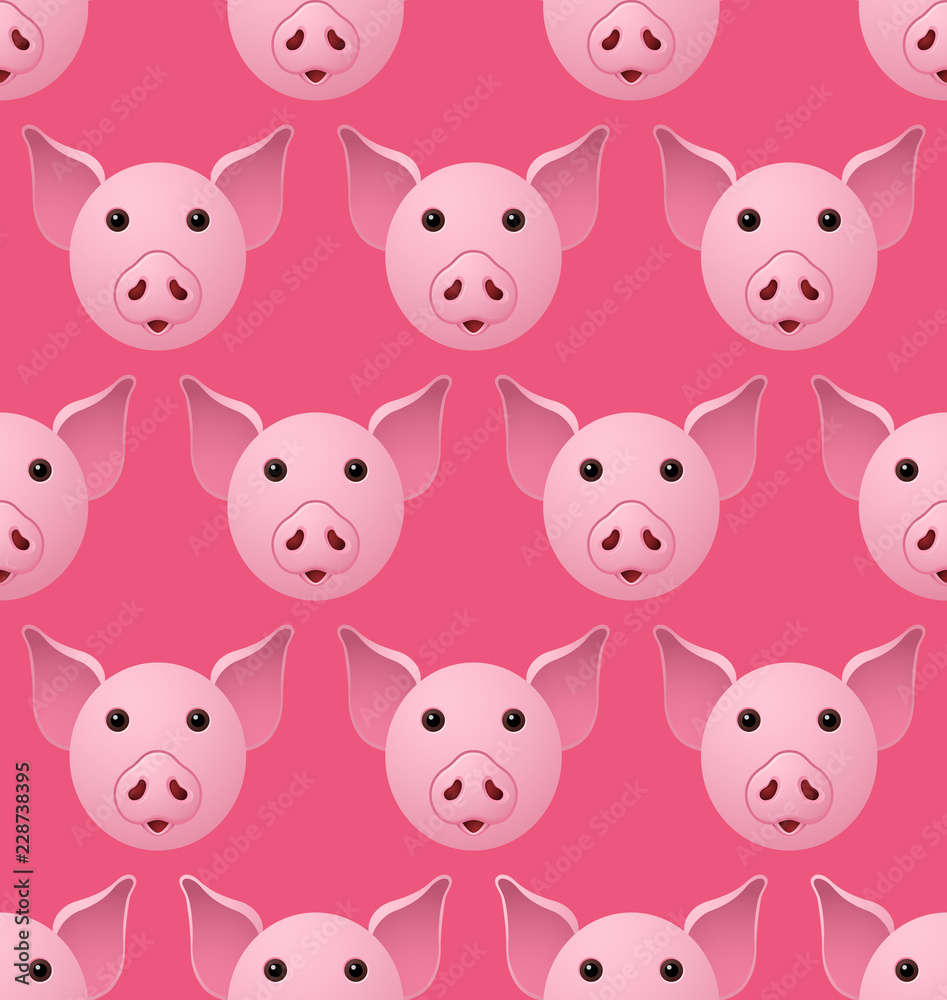 New Year 2019 Pig Seampless Pattern