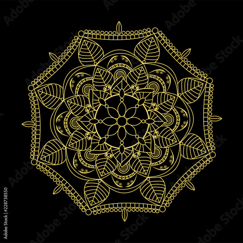 Vector illustration of golden mandala on black, mandala dorato vettoriale su sfondo nero