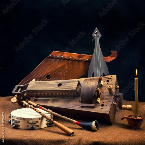 The composition of the ethnic musical instruments photo