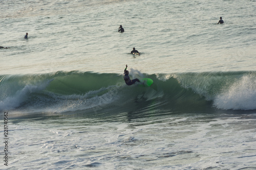 Surf à la plage de la Barre, Anglet, Pyrénées-Atlantiques,France