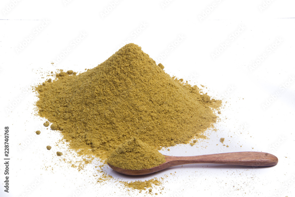 Coriander seeds, fresh coriander and powdered coriander Coriander seeds, fresh coriander and powdered coriander